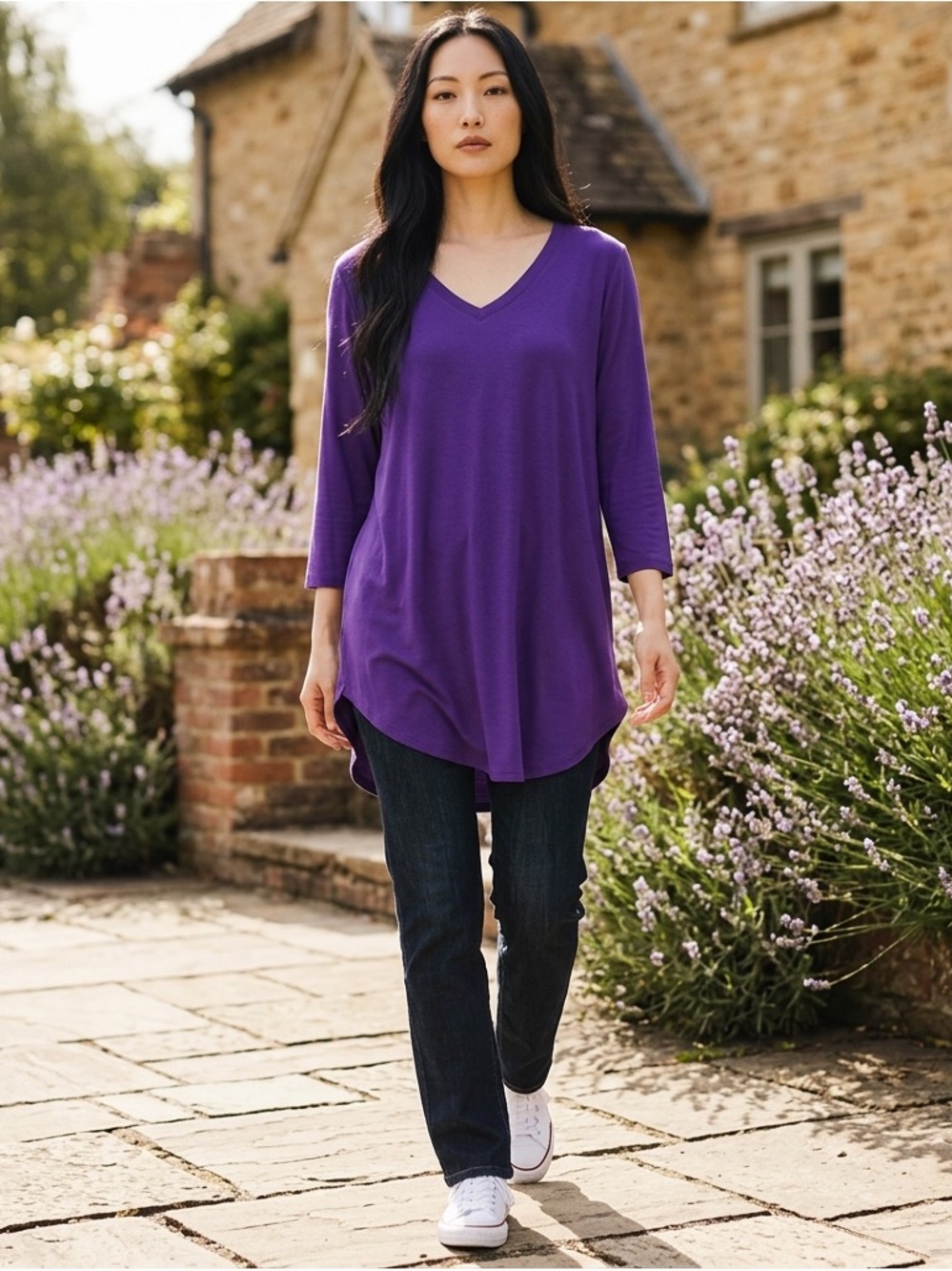 Zenana Outfitters Deep Purple V-Neck Tunic size medium